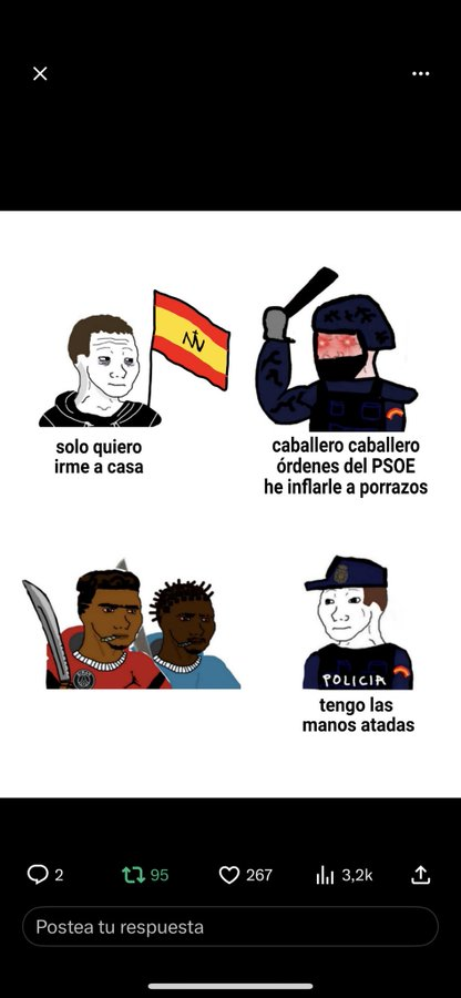 HolyVendetta1's tweet photo. @Ortega_Smith Gracias Don Ortega, GRACIAS por defender a los españoles de bien frente a los abusos policiales, SOLO QUEDA VOX, SOLO QUEDA LA GUARDIA CIVIL https://t.co/Sg5hemdg3A