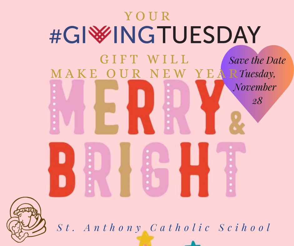 Our 2023 #GivingTuesday campaign will directly support teaching and learning by allowing teachers' wish lists to be fulfilled in the new year! Thank you in advance for your consideration and for making our new year Merry &amp; Bright!

app.etapestry.com/hosted/StAntho…