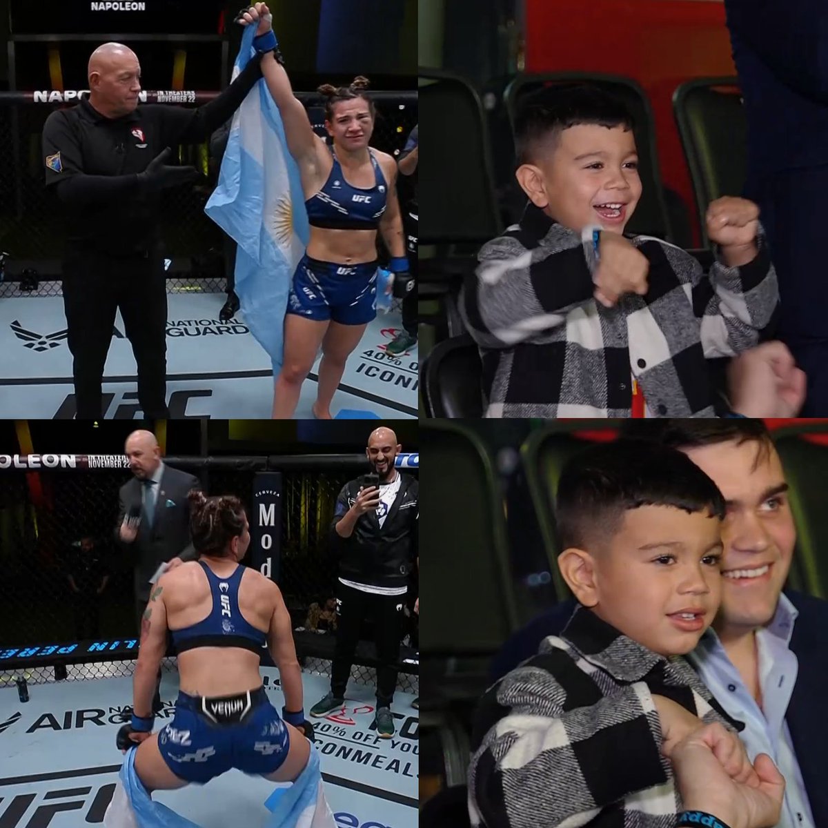 4kMatz's tweet photo. Ailin Perez celebrating in front of her son💀 #UFCVegas82 #UFC https://t.co/kZHrFiY7Ts
