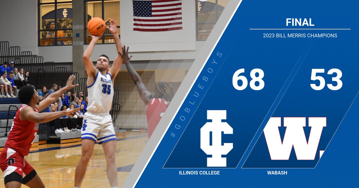 MBB| The Blueboys basketball team take down #16 Wabash College by the final score of 68-53 to be crowned 2023 Bill Merris Tournament Champions. #GoBlueboys #ICAthletics