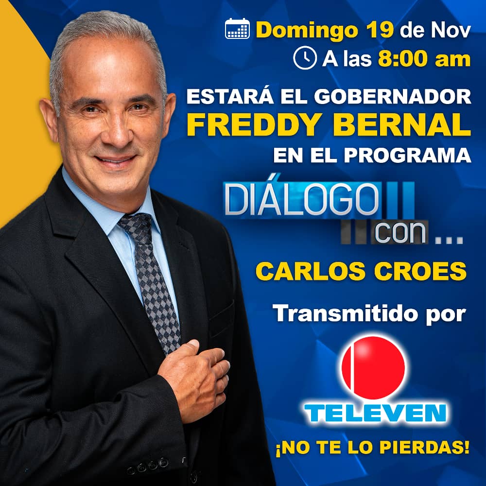 .<a href="/NicolasMaduro/">Nicolás Maduro</a> Este Domingo 19 Nov a las 8:00am quiero invitar a los ciudadanos de Venezuela a que vean la entrevista de <a href="/FreddyBernal/">Freddy Bernal</a> en el programa DIALOGO con  Carlos Croes por Televen. Enterate de la visión de un estado que ha superado muchos desafíos del acontecer diario.