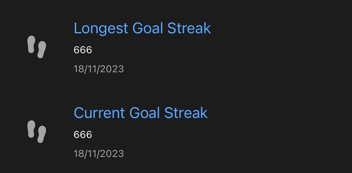 UKSVacher's tweet photo. Very pleased with this devilishly long step goal streak, 666 days and I’m not finished yet.
Over 4.5 million steps in the last 12 months.
My daily goal is 10101 step but I’ve averaged 12,544 👍😁
@Garmin @GarminFitness #EPIX2 #walkingforwellness https://t.co/Bon1uEDrSI