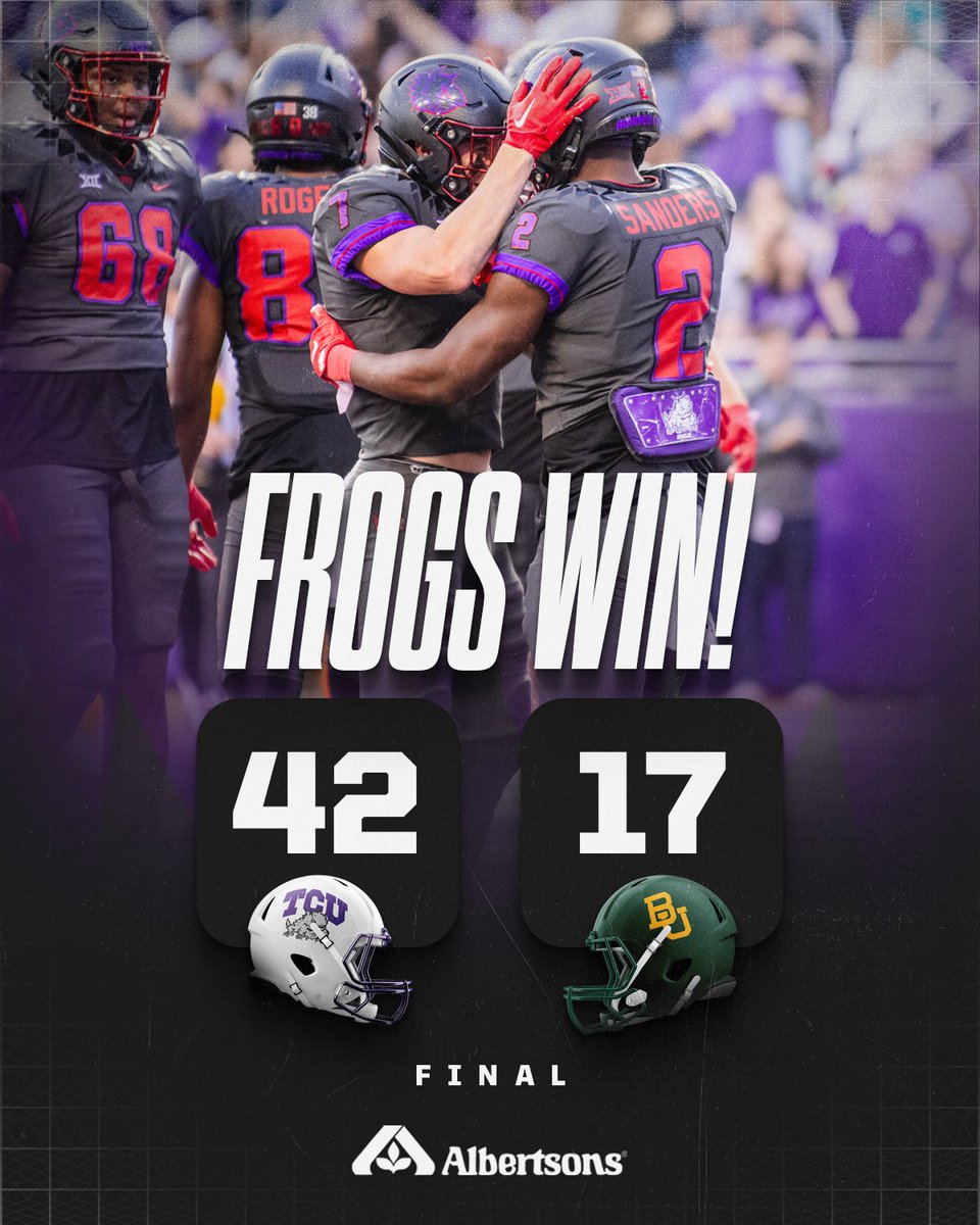 TCU_Athletics's tweet photo. 𝗙𝗥𝗢𝗚𝗦 𝗪𝗜𝗡 https://t.co/xs09Uhh1Em