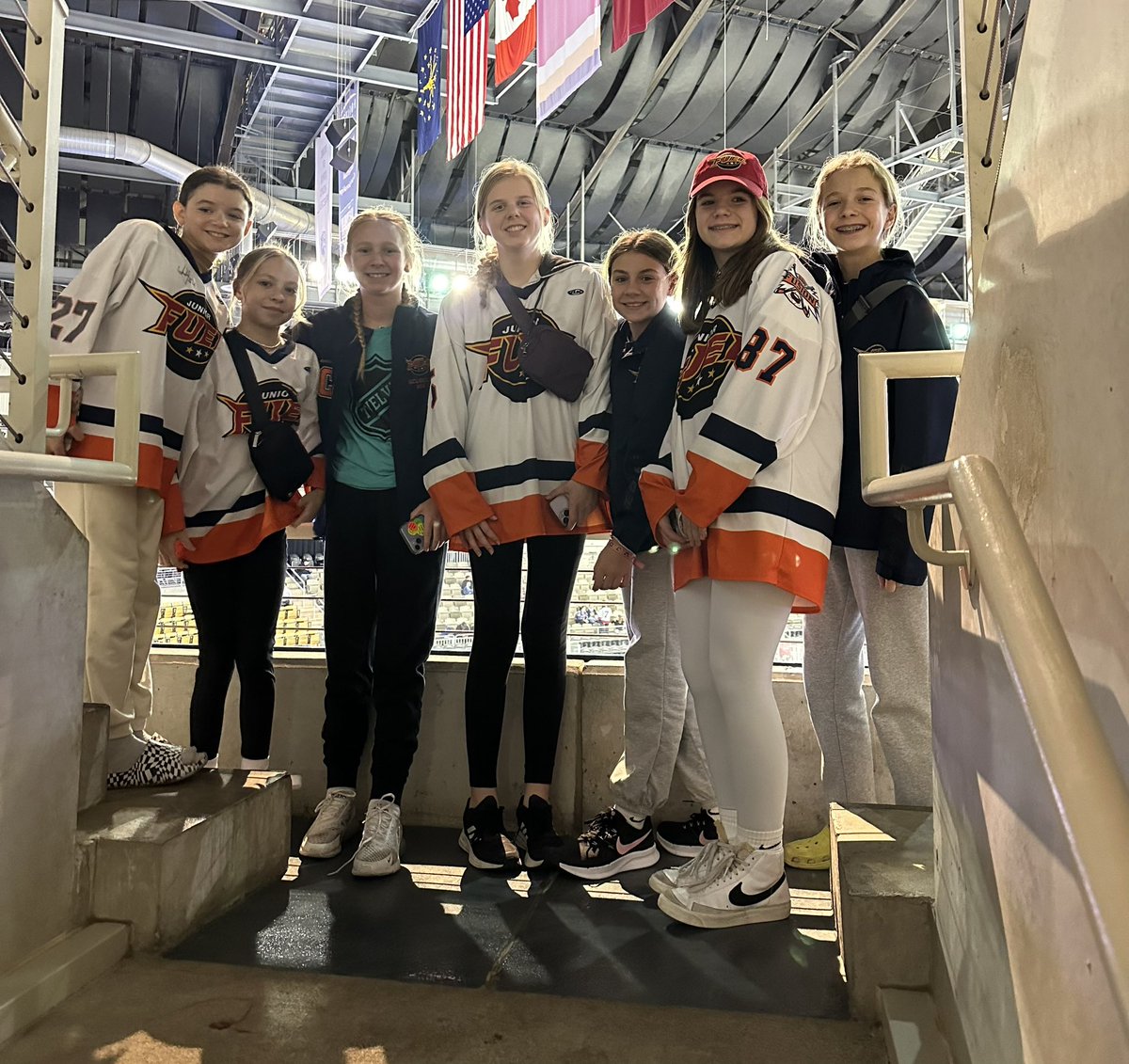 coleuzu's tweet photo. These ladies are here celebrating a birthday!!!  ##12 let’s get her a puck!!!  Section 214!  #fuelthefire @IndyFuel @IndyFuel @indyfuel https://t.co/f65yjRzoL9