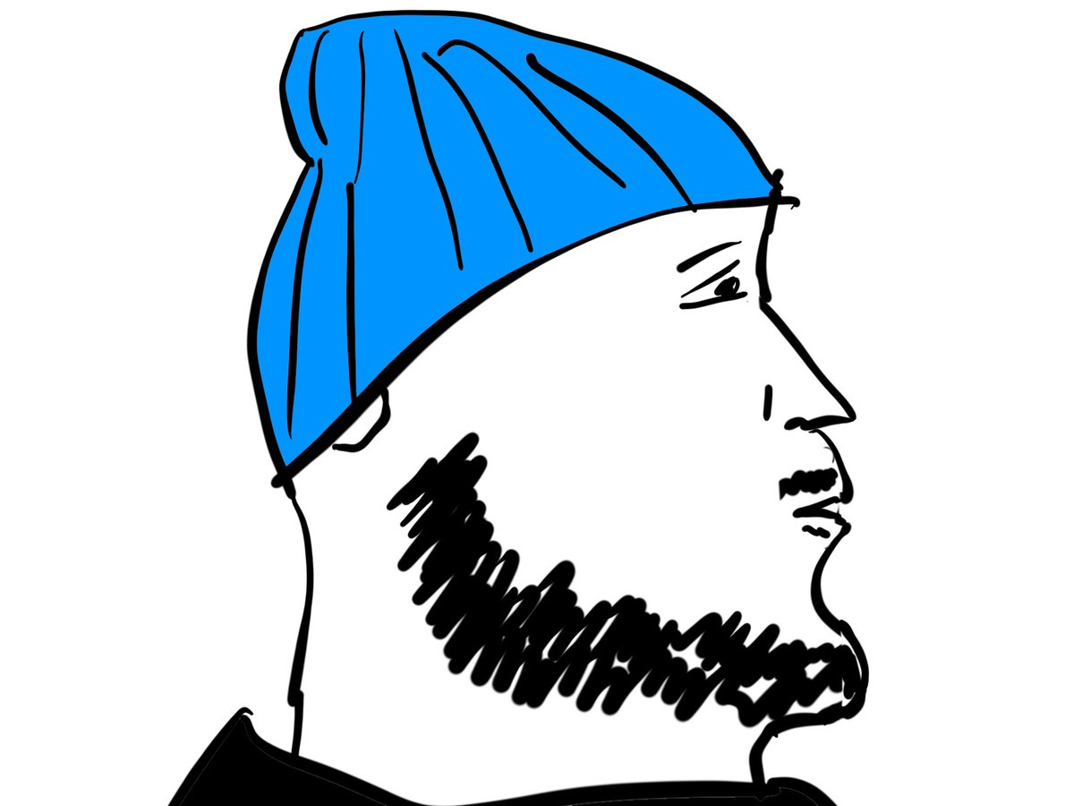 elizibar's tweet photo. Here on Day 18 of #Drawvember, that thing I do where I doodle someone for five minutes or less, we have @The_Mity80 looking off in profile while playing Madden (he's top 1.3% of Madden Players in the world).
At least I got his cap right. https://t.co/PrRBQazE2b