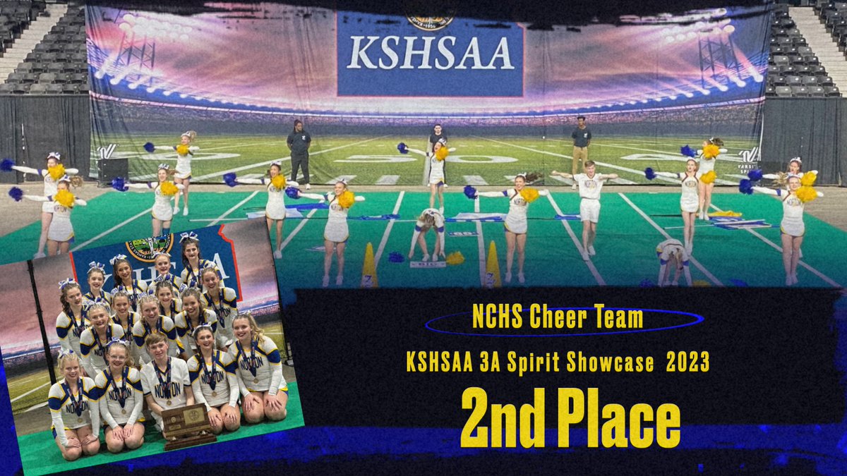 NtBluejay's tweet photo. Congrats to NCHS Cheer for bringing home the 2nd Place Trophy from KSHSAA Spirit Showcase.  Also congrats to NCHS Dance for making finals and placing 6th. https://t.co/AfYt1vC5cc