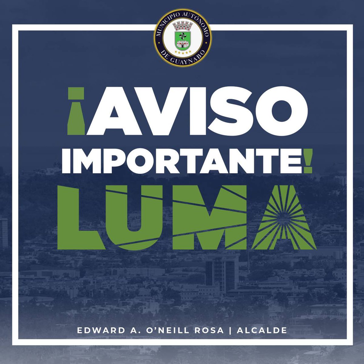 <a href="/lumaenergypr/">LUMA Puerto Rico</a> informa que los trabajos de mantenimiento están concluyendo. Se espera que el servicio eléctrico en Guaynabo se restablezca gradualmente. Agradecemos tu comprensión. ⚡️