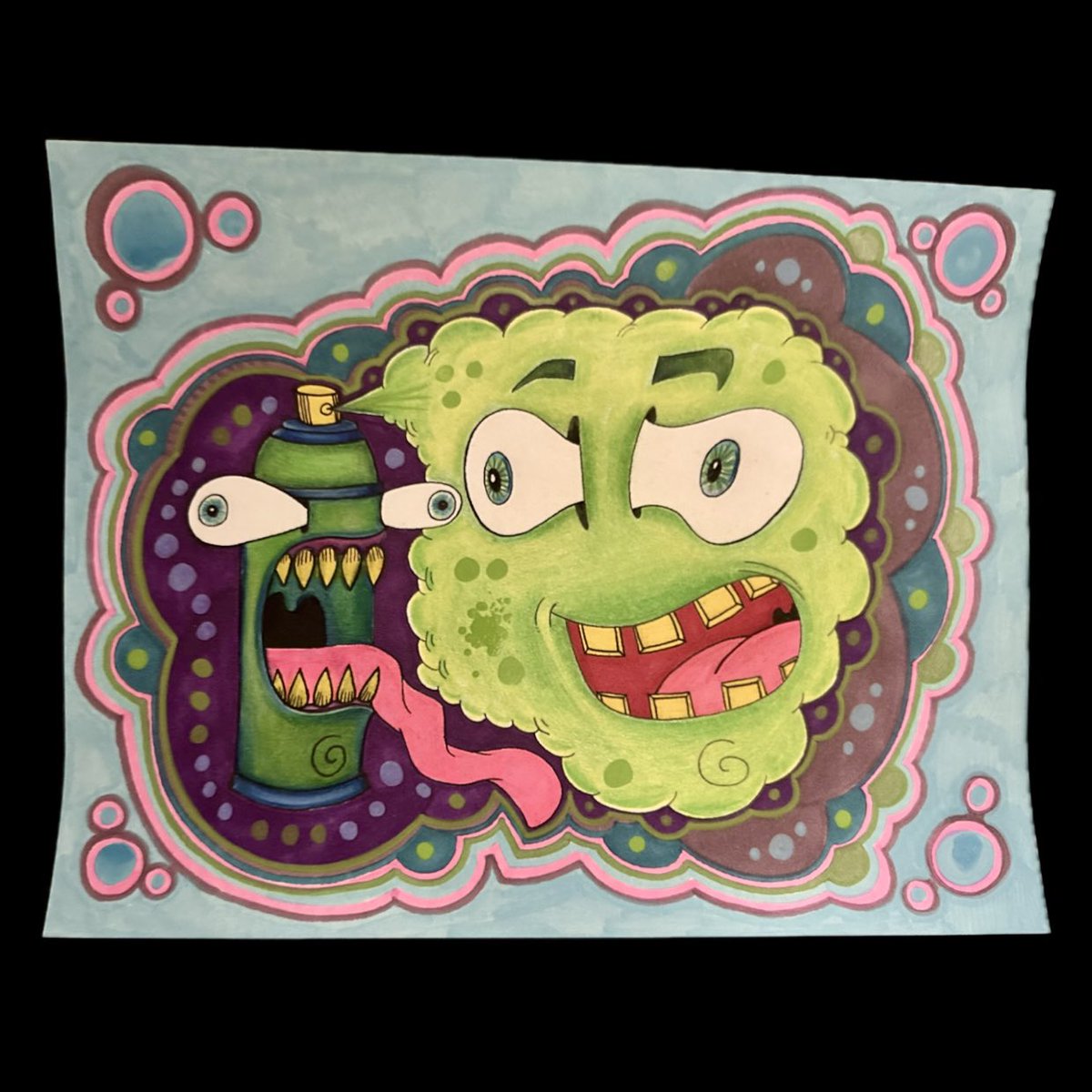 Rtist_One's tweet image. Sharpie Vision 🖊️ 
@artist_one 
I don’t do ART… #IAMART 
🌌✨
#DOODLE for #DINNER 💪 💦 
•
#slap #happy #sketch #blackbook #doodleS #poof #cloud #spraycan #selfie #spraypaint #self #gas #mask #cloudporn  #idontdoartIAMART #sketchbook #art #graffiti #streetart #streetstyle #drip