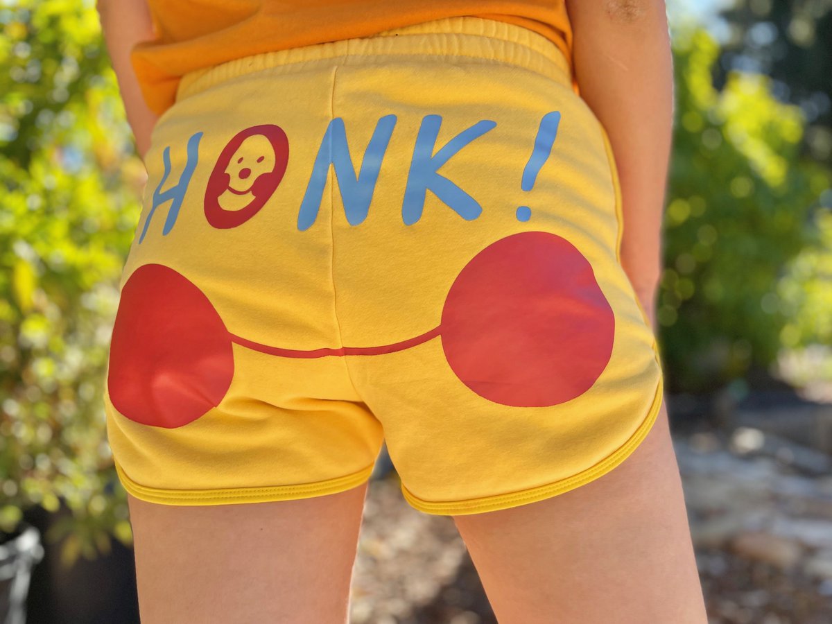 mapurlsyrup's tweet photo. Last shop update of the year! Clown shorts are now available just in time for the holidays! Plus a couple of other items :o) https://t.co/lbad2LmtFP
