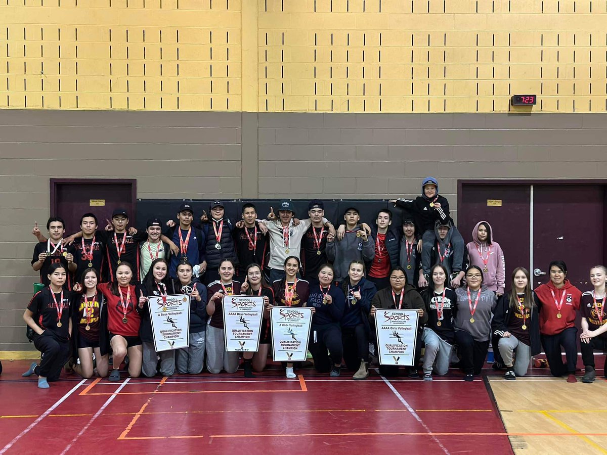 JCEMSchool's tweet photo. π Kapvet Boys clinch GOLD in Volleyball! Provincials, here we come! GO KAPVET GO! ππ Coast of Labrador brings home FOUR banners β aiming for FOUR PROVINCIAL VOLLEYBALL BANNERS! ππ #KapvetVolleyball #CoastPride #ProvincialsBound https://t.co/Xfq2uYnA2M