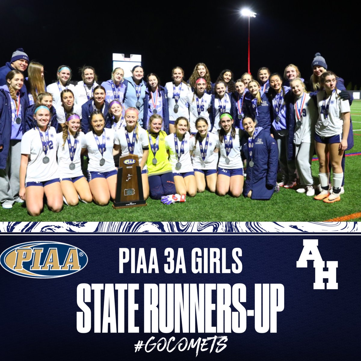 We are beaming with #CometPride for our AH Lady Comets who finished their season as PIAA 3A Runners-Up! Thank you, Girls, for an incredible season 👏🏼
Help us welcome this amazing team home to a caravan escort back to AHHS tonight. The bus should arrive on State St around 9pm.