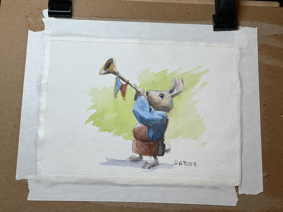 Last one for today. @ctnexpo #rabblt #watercolor #fantasyart #trumpet #rabbit #bunny