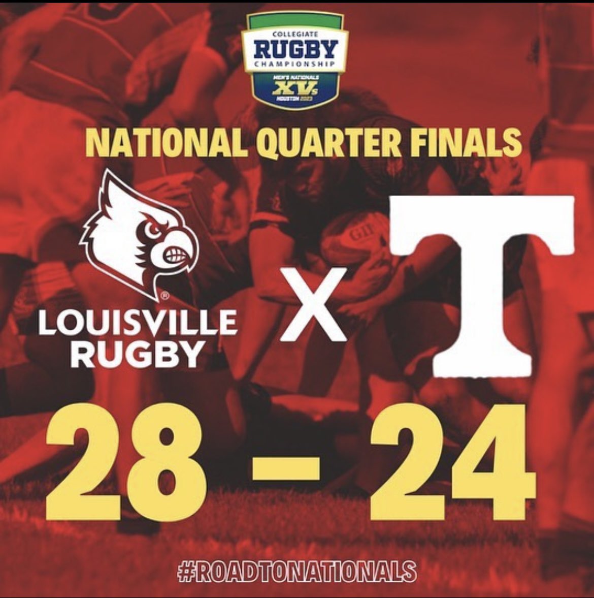 The boys are final four bound after a tough fought win against a very good <a href="/Vol_Rugby/">Tennessee Rugby</a>! The Cards will move on to face Virginia Tech in a rematch of last years national championship!
#GoCards #RuntheMAC