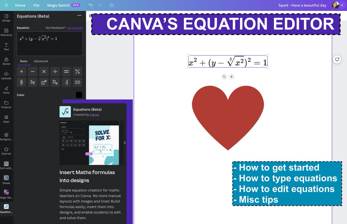 EQUATIONS in @canva Please share with your math teacher friends 💜 ⏯️ youtu.be/0RYnOf_1jQU #mathchat #mtbos #mathteacher #equationeditor #mathtyping #teachertwitter #canvaedu #canvalove @CanvaEdu