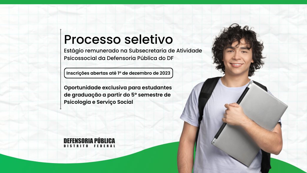 Euassistenteso1's tweet image. #DPDF vagas para estágio em Psicologia e #ServiçoSocial.🕐 Inscrições até 01/12 
Saiba Mais: euassistentesocial.com.br/concursos-para…