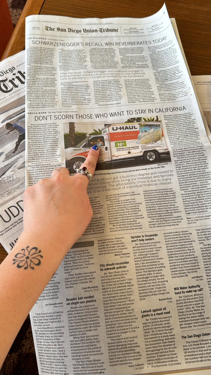 bellamayaross's tweet photo. new essay in print today! 

all about the “california exodus” and why we shouldn’t accept the fact that young people (and others) currently have to leave california to afford a home/build a future 🏡
https://t.co/9rLrKNKrWn https://t.co/qr0CXMCupb