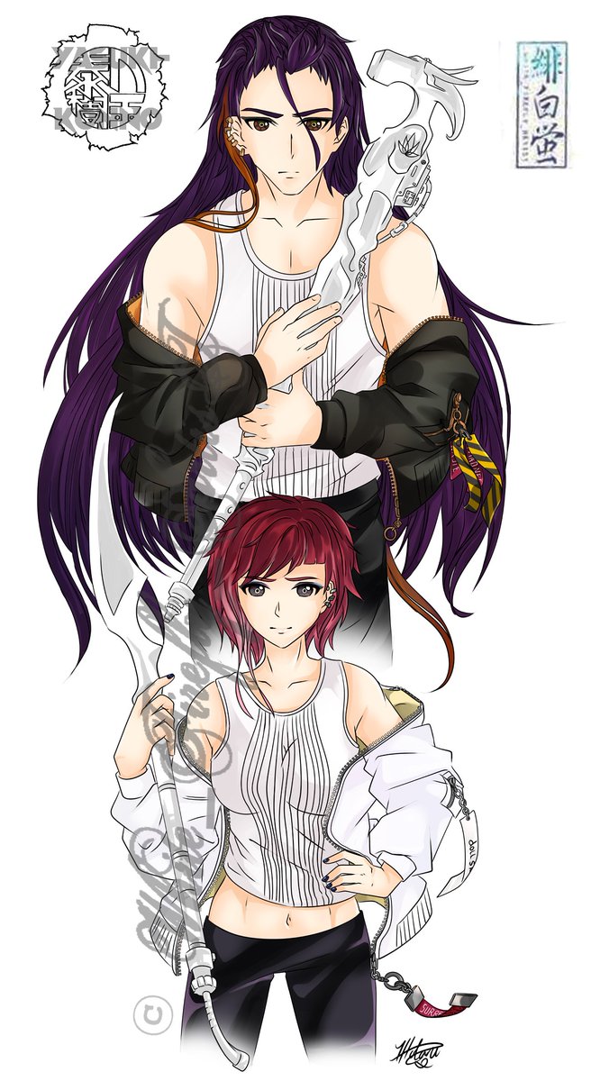 ItouYKhai's tweet photo. My #ArtCommission / #Collaboration with #White_Firefly_Artist for my OCs. Zhang &amp; Yana is integral in many levels for carrying the Earth's destiny beyond our galaxy in my stories.

#Alternative #Bomberjacket #Tanktop #PanelRib #Catchlight #Emo #Scene #OriginalCharacter #KPop https://t.co/xZMCZpacPm