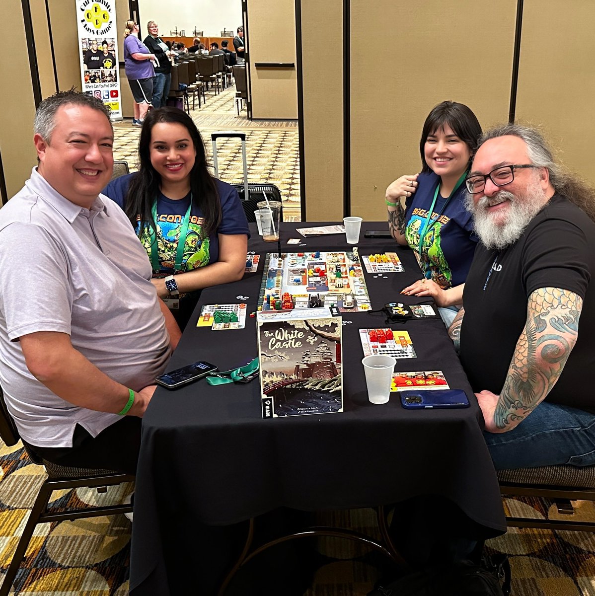 Hello from BGG Con! <a href="/DiceTowerDish/">Corey Thompson</a> just finished up playing The White Castle with <a href="/beneeta_k/">Beneeta Kaur</a> <a href="/BraininaJar2/">Justin Keowen</a> &amp; Ryan!

If you’ve played this game, what do ya think? #boardgames
