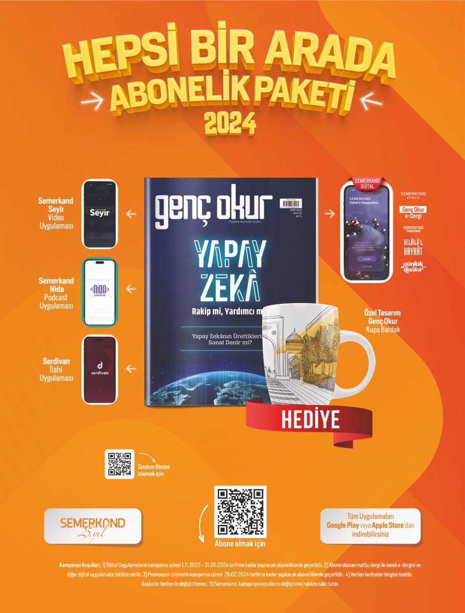 SemerkandNL's tweet photo. Semerkand 25. yil
Hepsi bir arada abonelik paketi 2024

Abone olmak için: 
🌐 https://t.co/XSbSMmFBYi - Semerkand Temsilcilikleri

#semerkand #semekrandonline #dergi #aile #gençler #tarih #çocuk #islam #kampanya #ilahi #radyo #takvim #oyunlar #kitapönerisi #kitaptavsiyesi https://t.co/hDIH8nElIY