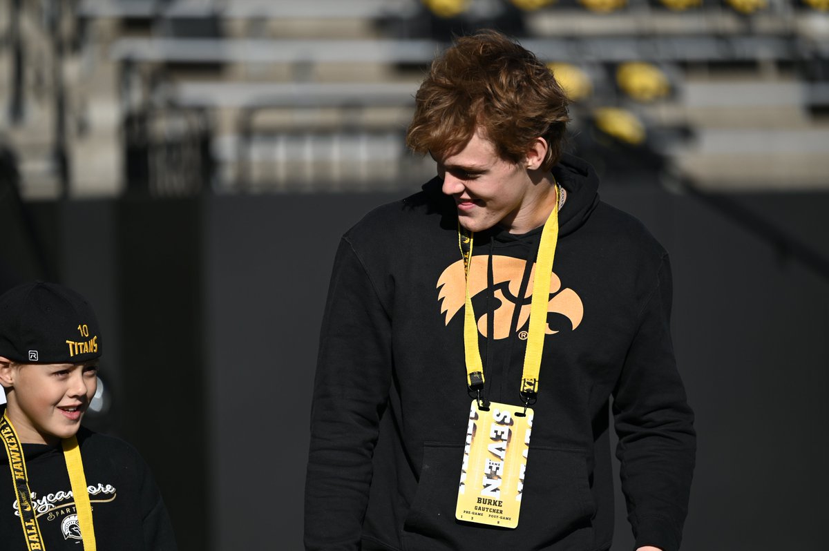Iowa commit Burke Gautcher with younger brother, Brooks, at Kinnick Stadium today bit.ly/47bcw6d