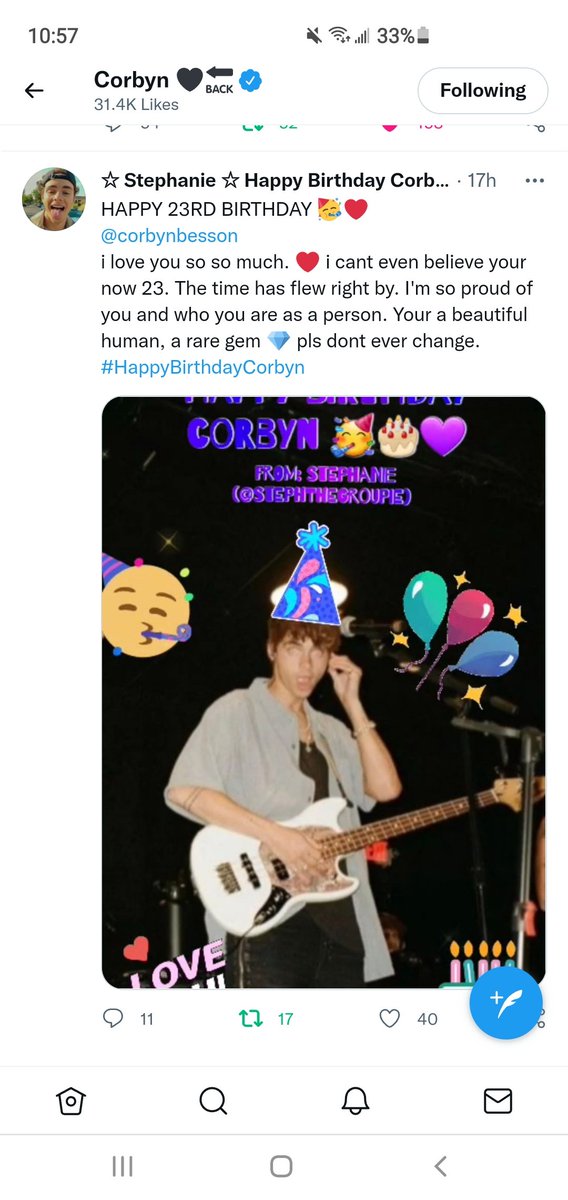 StephTheGroupie's tweet photo. Happy birthday @corbynbesson 🥳🤍🤍 i hope you have the best and most special wonderful day. So thankful you exist.  Love you around the moon and back 🤍 i hope your special day brings good times and fun adventures. 

#HappyBirthdayCorbyn #HappyBday #corbynday https://t.co/fFaEs4tWBa