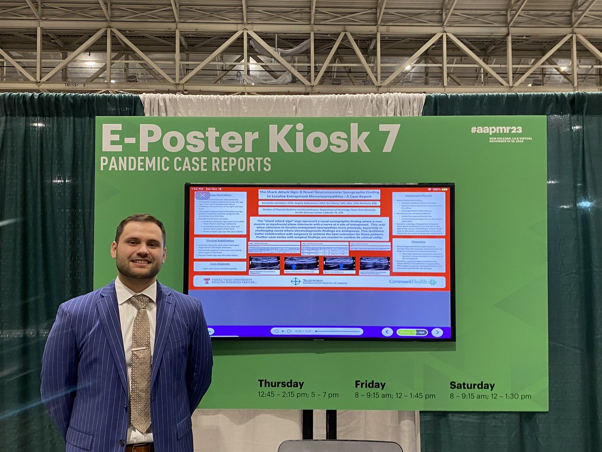 TTUHSCPMR's tweet photo. Texas Tech @ttuhscmed #MedicalStudents #AspiringPhysiatrist 👉🏻Bernardo Gonzalez, Triet Le, Zach Griffin👈🏻presenting at #AAPMR2023! Outstanding work in rural/medically underserved area, pursuing #rehabilitation #academia https://t.co/8YXwx7v3UU