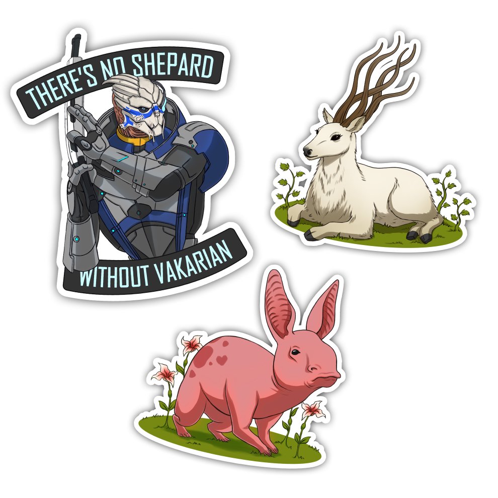 My newest Garrus, Halla and Nug stickers! Up on my Étsy! #MassEffect #DragonAge