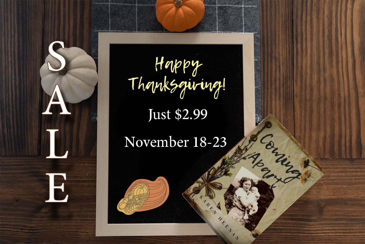 Family driving you up a wall? Relax with someone else's #family - Coming Apart is on sale in all markets through #Thanksgiving night. Books2read.com/comingapart #historicalfiction #womensfiction #sisters #1930s #BooksWorthReading #BookRecommendation #Philadelphia #writerslife