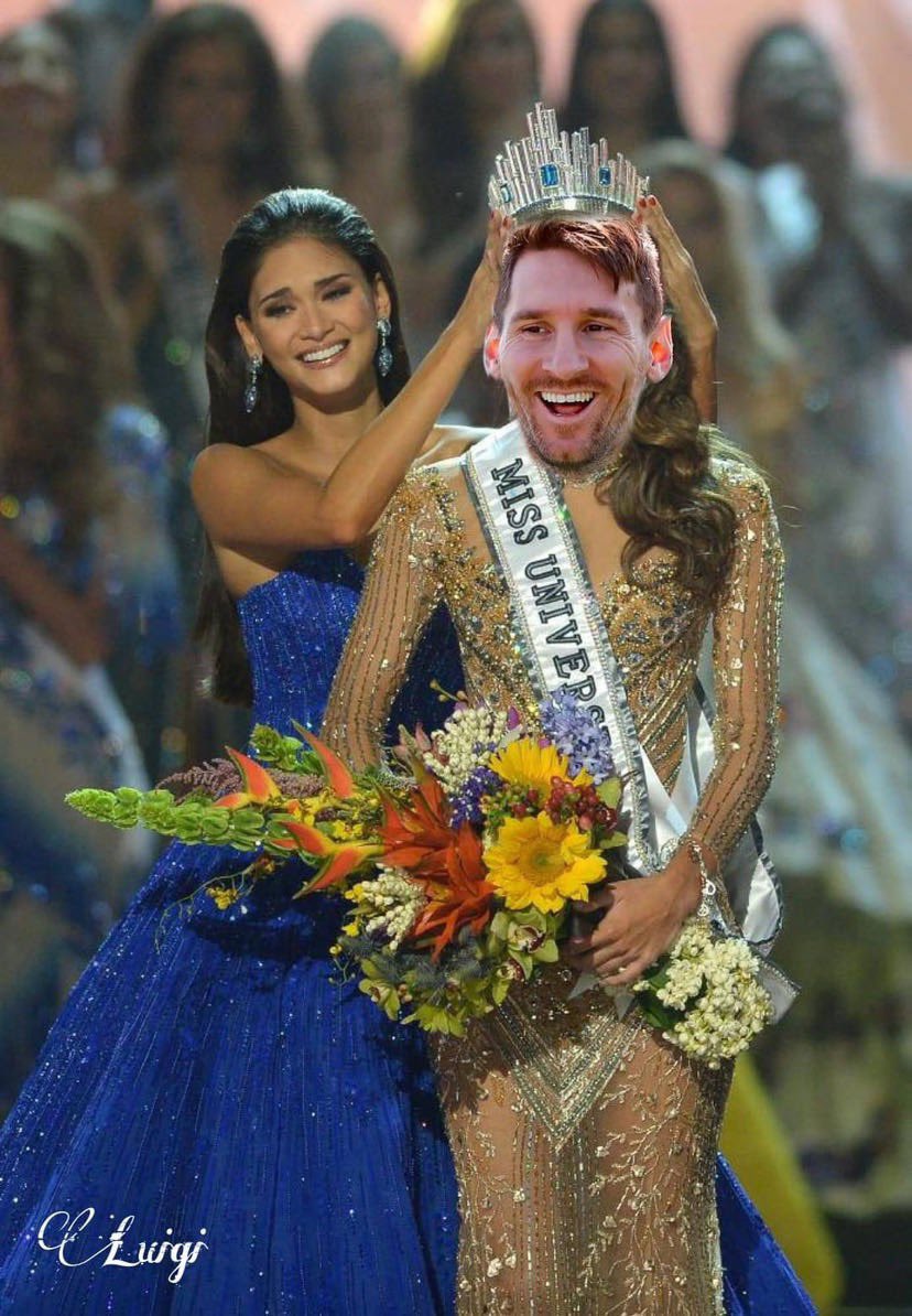 MariescaMata's tweet photo. Señores y señoras…. El ganador del Miss universo es …… Lionel Messi 🤍 https://t.co/ddTq3jJ2By