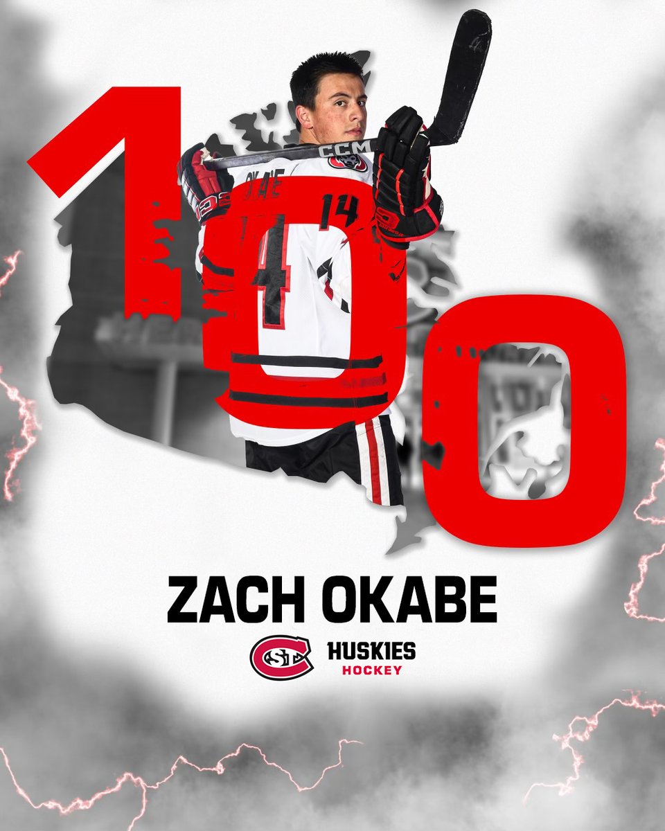 Mr. 💯 ‼️

With the primary assist on Gross' goal, <a href="/zachokabe/">Zach Okabe</a> becomes the newest member of SCSU's 100-point club! 🙌

#GoHuskies | #HuskyHockey 🏒