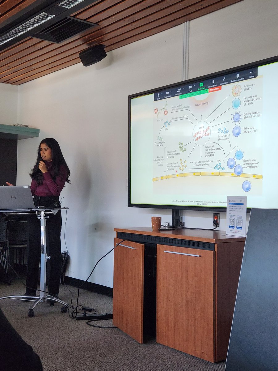 UM_Immu's tweet photo. At this week's #DOITS #GSRS, we heard from @PadmanieRamotar and Tiffany from @NMfromUManitoba's group! Fascinating projects on CHDPs and neutrophilic airway inflammation! 🫁🔬 @MBProteomics @um_research @UM_RadyFHS https://t.co/VWrJaRbnNu