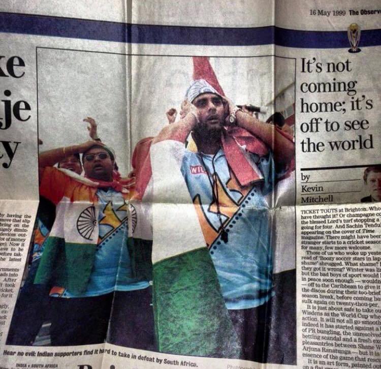 BharatArmyRaks's tweet photo. A photo from the ICC Men’s Cricket World Cup in 1999 in England - The tournament and year that inspired the birth of @thebharatarmy 24 Years ago. 

Today I attend my 3rd World Cup Final that India take part in. Very few people will contest that #TeamIndia have been the team of the tournament however in sport you don’t always get what you deserve. 

So whatever the result today, I’m personaly incredibly proud how this team have come together and galvanised a nation through tremendous pride and belief. 

The last 6 weeks have delivered a lifetime of experiences and memories in the land I love and call home and today, alongside 132,000 in the stadium we will give our all as the #12thMan in the stands. Go well India.

#BharatArmy #CWC23 #COTI 🇮🇳 @BCCI