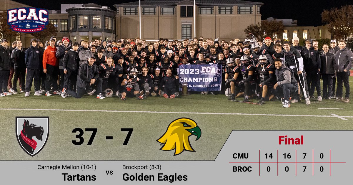 Tartans Top Brockport 37-7 to Win ECAC Asa S. Bushnell Bowl  #TartanProud <a href="/ECACSports/">ECAC Sports</a>  

athletics.cmu.edu/x/i30x9