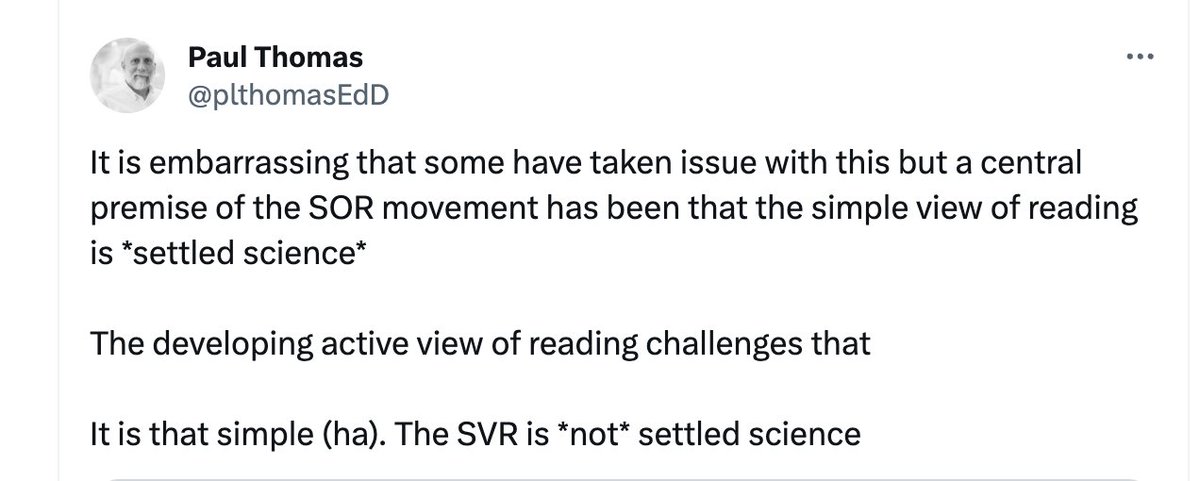 BenisonMrs's tweet photo. Mr. Thomas exposes himself as someone not worth listening to again.
He knows that science is supposed to build on previous findings. The Active View did not debunk SVR and rather built on it. Those two things are not the same.
His claim is disingenuous at best. https://t.co/MpNDTvIqEN