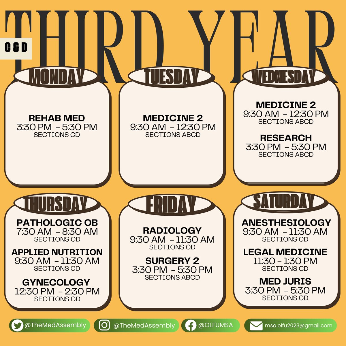 TheMedAssembly's tweet image. Third Year examination schedule :) (4/4)