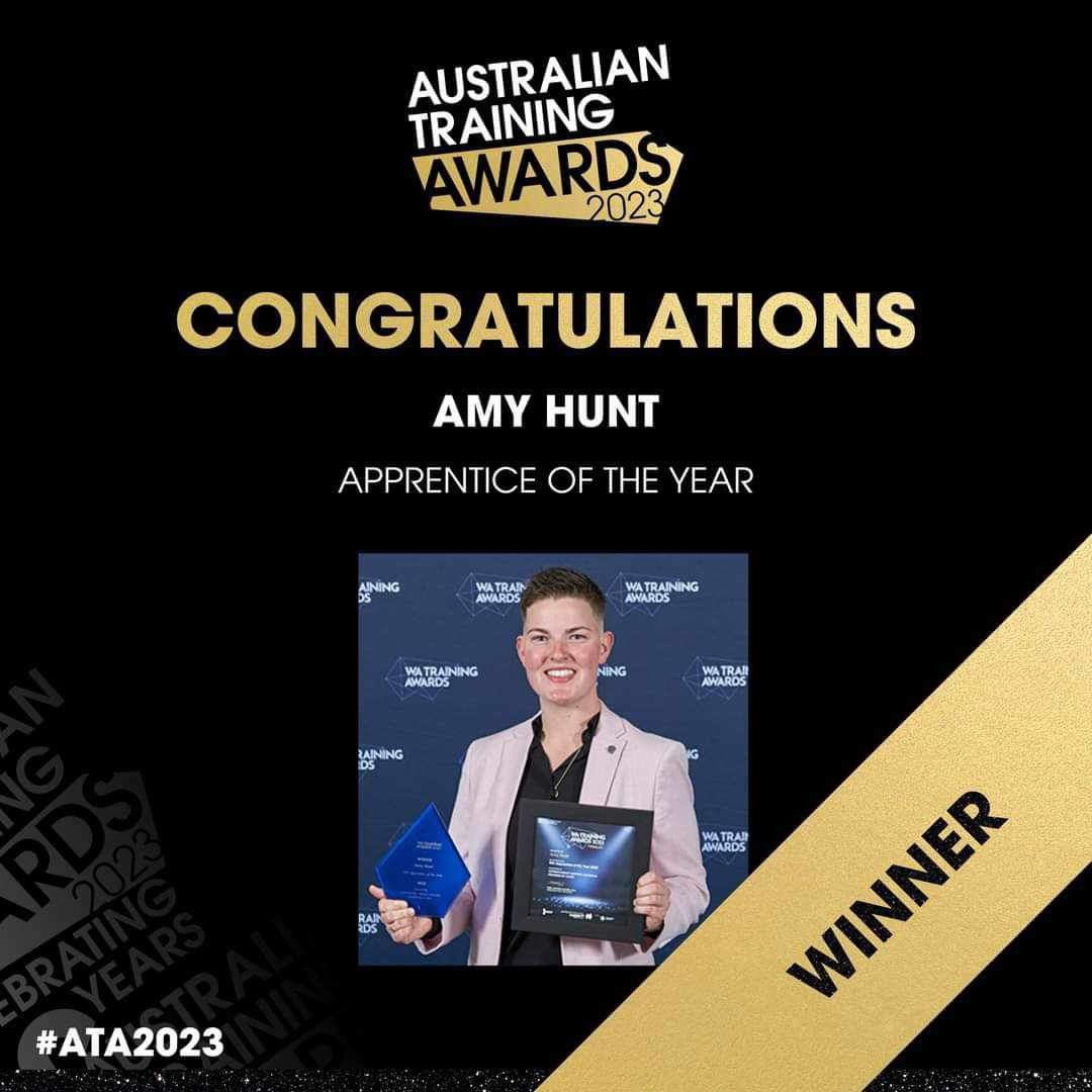 Congratulations to @westernpowerwa cable jointer Amy Hunt for winning National Apprentice of the Year 2023 @AusTrainAwards