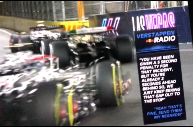 Neeati's tweet photo. So #MaxVerstappen sent his regards and how! 

House Lannister energy at #LasVegasGrandPrix https://t.co/OzDY4Knxct