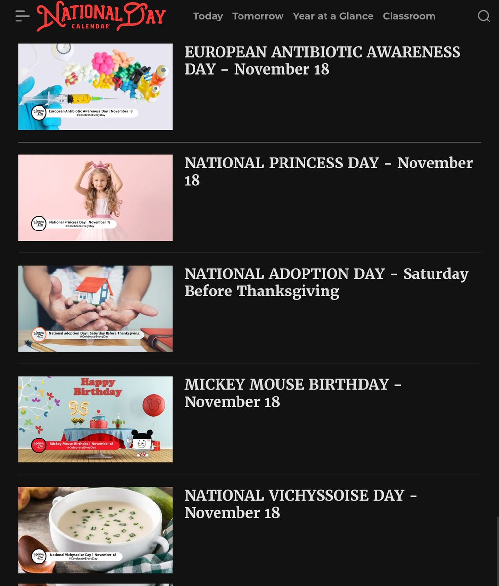 Today's National Days
(Click/tap on the image to see all items)
(Click/tap on the link for full details)
nationaldaycalendar.com/what-is-today/