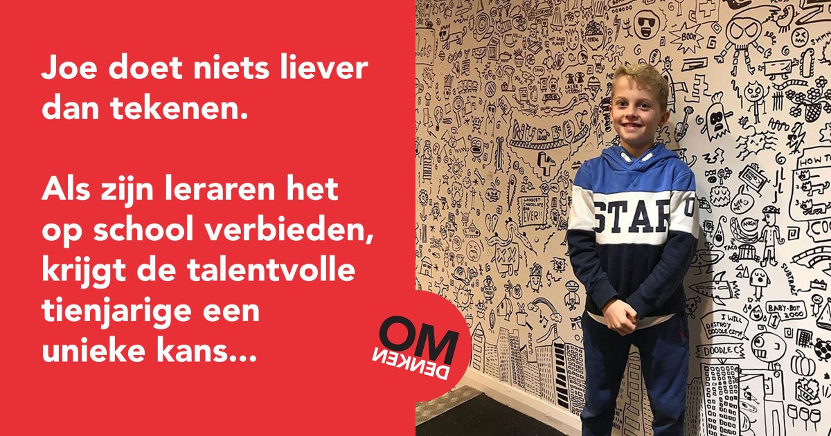Joe is 10 jaar en tekenen is wat hij het liefste doet. Niets is veilig voor zijn gekrabbel. Zijn docenten hebben hem zelfs verboden om te tekenen in de klas. Gelukkig zien zijn ouders vooral Joe's talent en dat leidt tot een prachtige kans... omdenken.nl/inspiratie-en-…