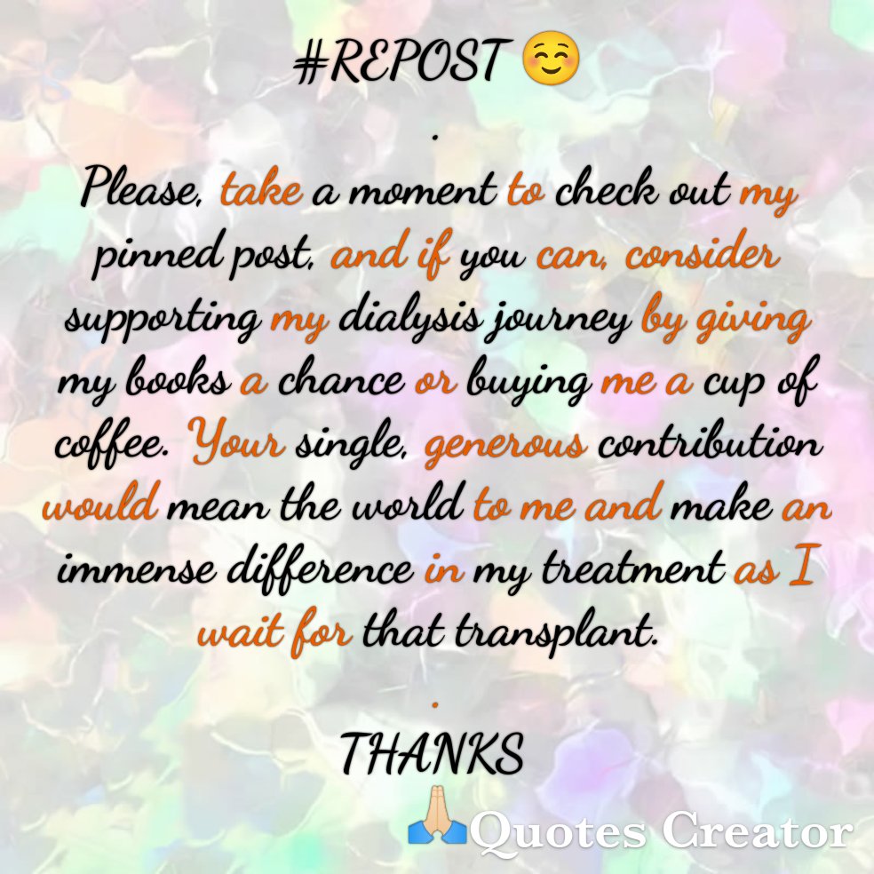 "Aching days persist,
Your empathy, a soft mist..."
.
TODAY'S GOAL: $268
.
PLEASE SUPPORT MY FIGHT HERE👇
buymeacoffee.com/helptristian
☕
Ko-fi.com/helptristian
💙
PayPal.me/helptristian

MY BOOKS📚👇
GOAL: 10 SELLS
amazon.com/stores/W.-Salv…

THANKS🙏🏻
Hwbento
<a href="/JamieBabsLife/">Just me</a>