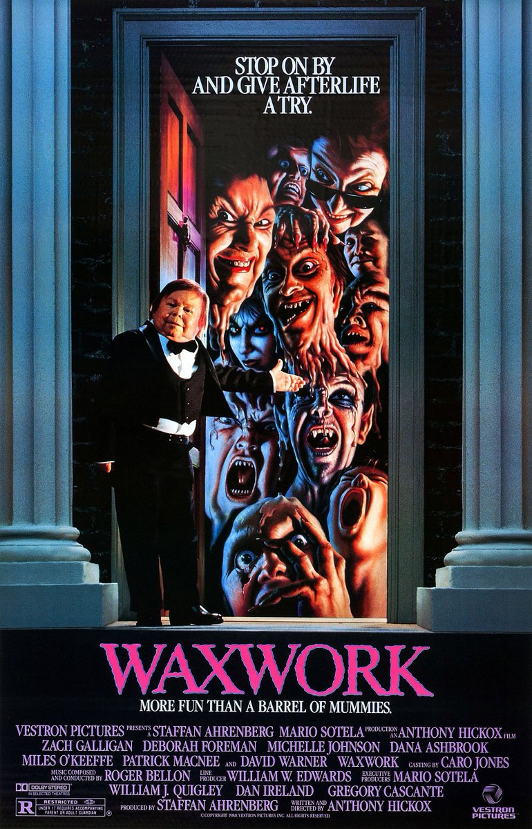 pearcey_mark's tweet image. Now Watching
Waxwork 1988 18 1h 35m
Director Antony Hickok's 80s Classic.
Starring @zwgman #DeborahForeman #PatrickMacnee #MichelleJohnson  #DavidWarner

A wax museum owner uses his horror exhibits to unleash evil on the world.