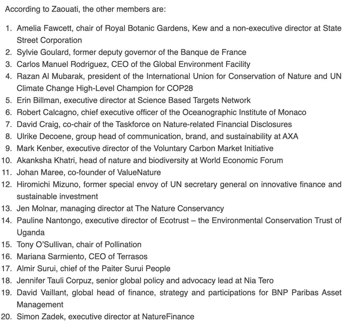 YungEnChee1's tweet photo. 5/None of the 21 members of the UK-France biodiversity credit panel's members seems to be an ecologist or biologist
But all the #NatureAsAnAssetClass cheerleaders like WEF, TNFD, VCMI, The Nature Conservancy, Pollination, NatureFinance are represented
https://t.co/ve0E8b9h0i https://t.co/HbMz3c8q7c