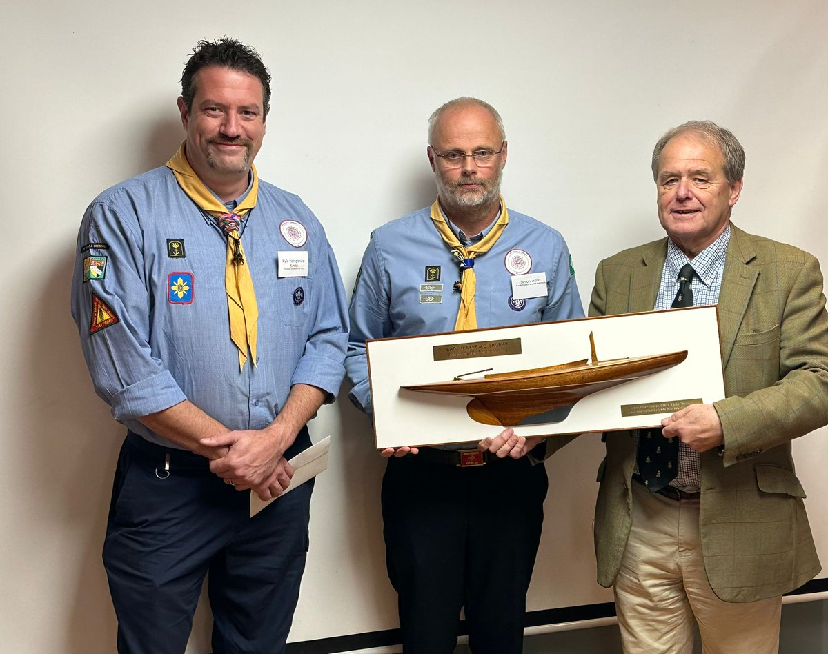 BroadsSociety's tweet photo. Congratulations to the First Blofield and Brundall Sea Scouts on being awarded the Lady Mayhew Trophy, presented by our new President Keith Bacon, at our AGM yesterday.  Photo by @DEdleston https://t.co/mv0HLWXgzc