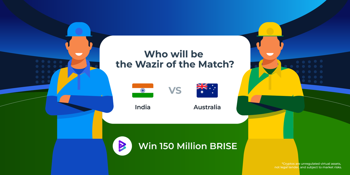 Final Round of #CricketWorldCup2023 Giveaway is here🏏

» Repost this tweet
» Follow <a href="/WazirXIndia/">WazirX: India Ka Bitcoin Exchange</a> &amp; <a href="/bitgertbrise/">Bitgert - $BRISE</a>
» Reply who will be 'Man of the Match' using #WazirOfTheMatch

20 lucky winners will win 150 Million $BRISE each 💰

#INDvsAUSfinal #WorldcupFinal