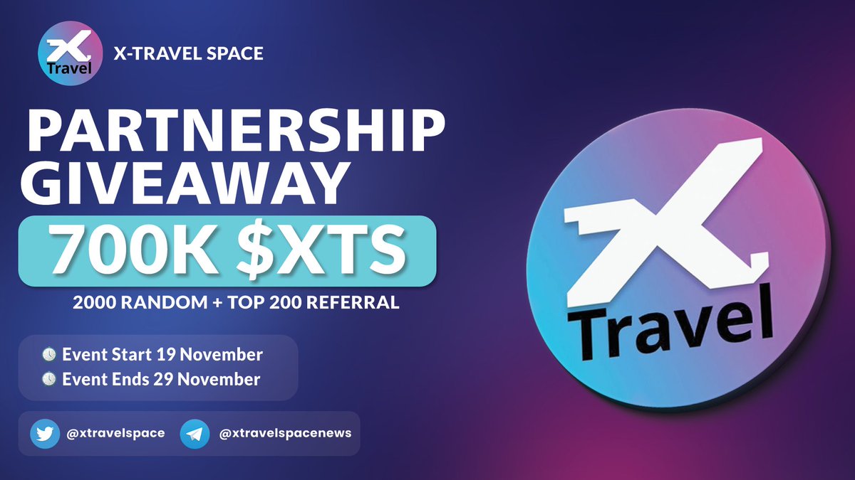 CryptoEarning17's tweet photo. 🔥 X Travel Airdrop Event 

🎁 Total Airdrop Pool 700K $XTS

✅ Airdrop link
https://t.co/uPooGpLOfv

#Airdrops #Giveaway #crypto #airdropcrypto #airdrop https://t.co/tn7gf9QpCP
