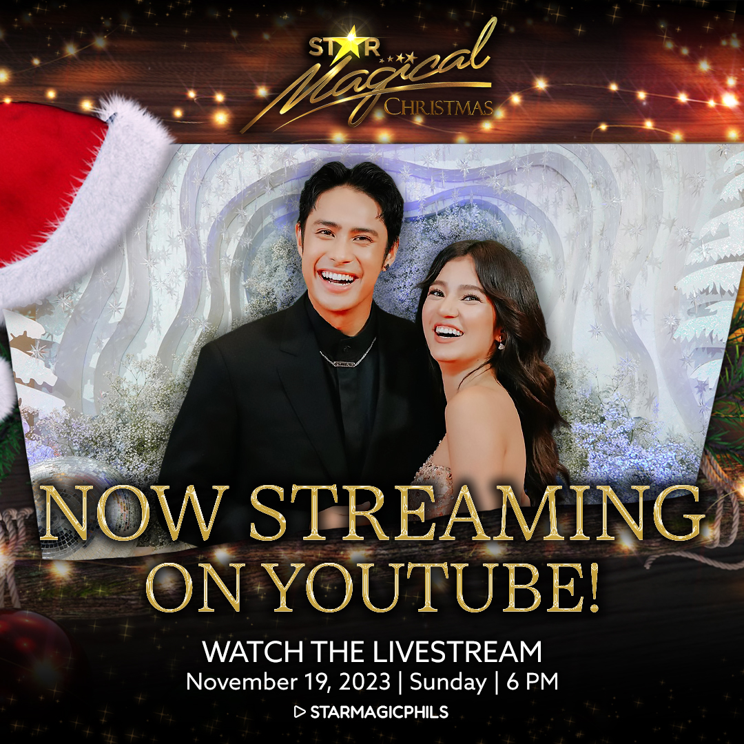 ABSCBNNews's tweet photo. NOW STREAMING: #StarMagicalChristmas 🌟 

Watch the livestream on the Star Magic YouTube channel! Available worldwide ❤️

WATCH: https://t.co/mCMaYYqDEv https://t.co/Czli6BWBsk