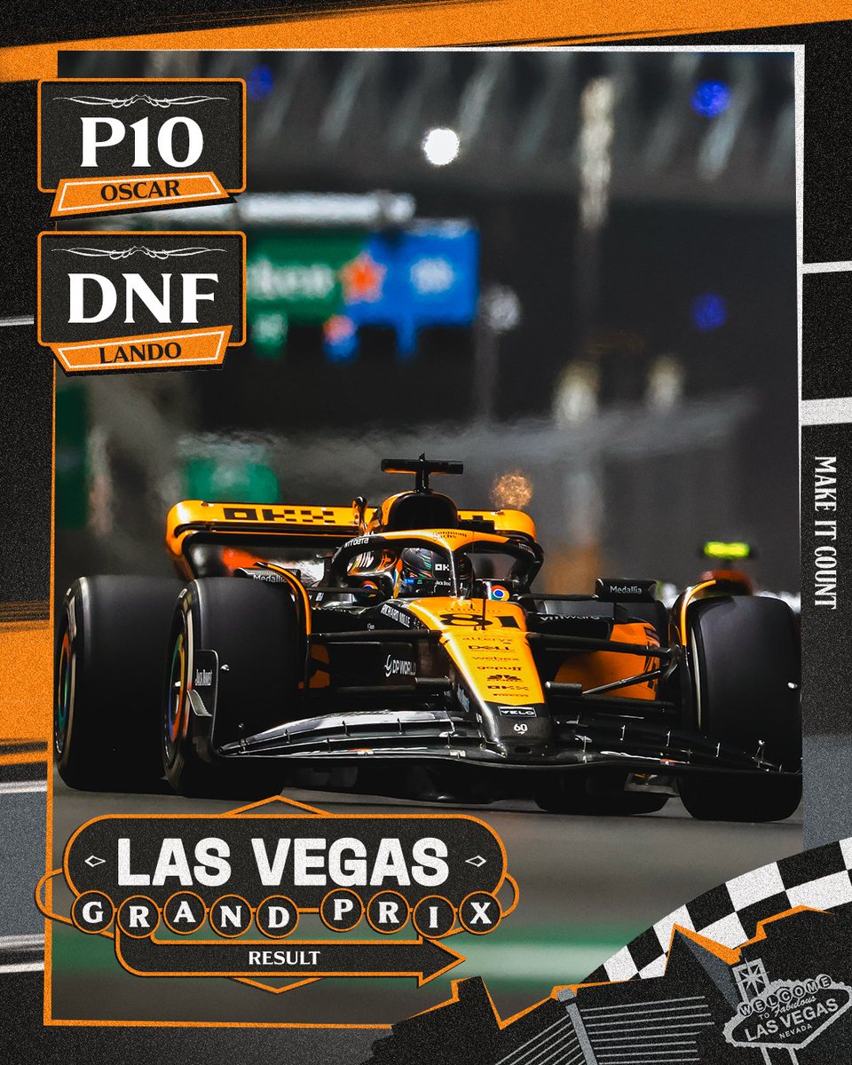 Hard-earned points. 👏 Oscar had to fightback on multiple occasions to get himself within the top ten while Lando's race came to a premature end. 🏁 #LasVegasGP 🇺🇸