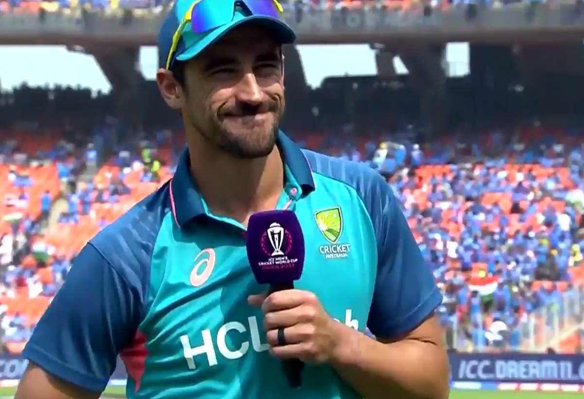 _FaridKhan's tweet photo. 'We have played a lot of cricket in India so it's nothing new for us. If we can make the crowd in Ahmedabad silent today, that means we are on top' - Mitchell Starc 🔥🔥 #CWC23Final #INDvsAUSfinal https://t.co/NySPqXhUcb