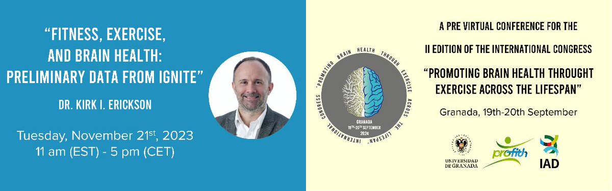 JosephFirthUoM's tweet photo. Tuesday 21st: FREE online conference with a true pioneer of exercise for brain health, Prof. Kirk Erickson 
+ Updates on world-leading IGNITE trial

Will be of great interest to all researching PA for mental health!

Register: 
https://t.co/uBqMYxquBX https://t.co/84H2TlmFm2