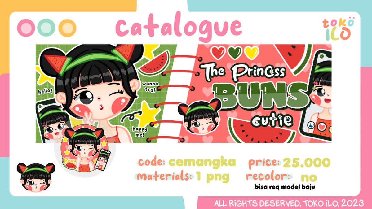 help a repost please?

hai ilo open req/titipan layout chibi tema CEMANGKA ini ya! harganya 25k ajah. Disclaimer, untuk layout ini gak bisa recolor ya karena ini layout support palestine🥹🍉🙏 ohya, cek alt juga ya! yang mau bisa dm aku foto dan nicknya yah! sankyu~ 

#zonauang